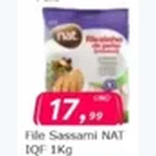 Recorte do encarte de Filé Sassami Iqf NAT 1 kg