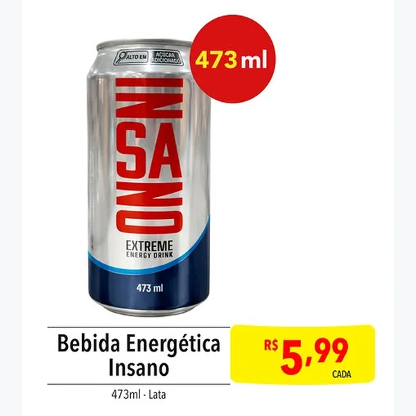 Recorte do encarte de Bebida Energética Insano 473 ml