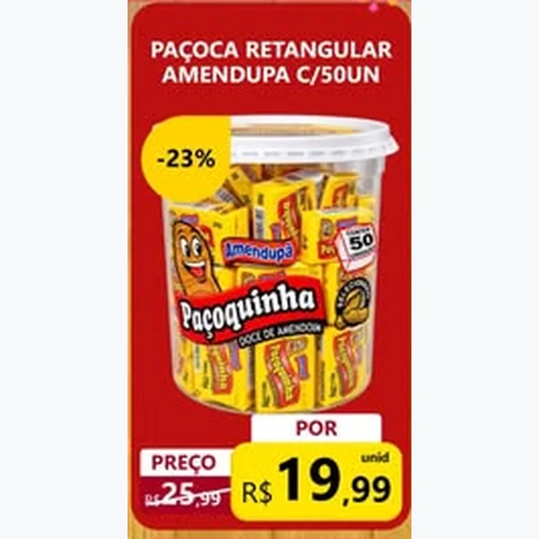 Paçoca Retangular Amendupa 50 un