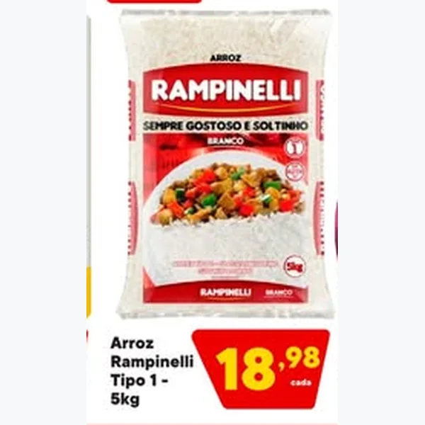 Recorte do encarte de Arroz Branco Rampinelli 5 kg