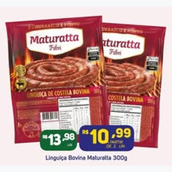 Recorte do encarte de Linguiça Bovina Maturatta 300 g