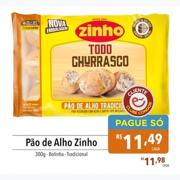 Pão de Alho Tradicional Zinho 300 g