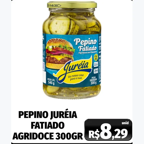 Pepino Fatiado Agridoce Juréia 300 g
