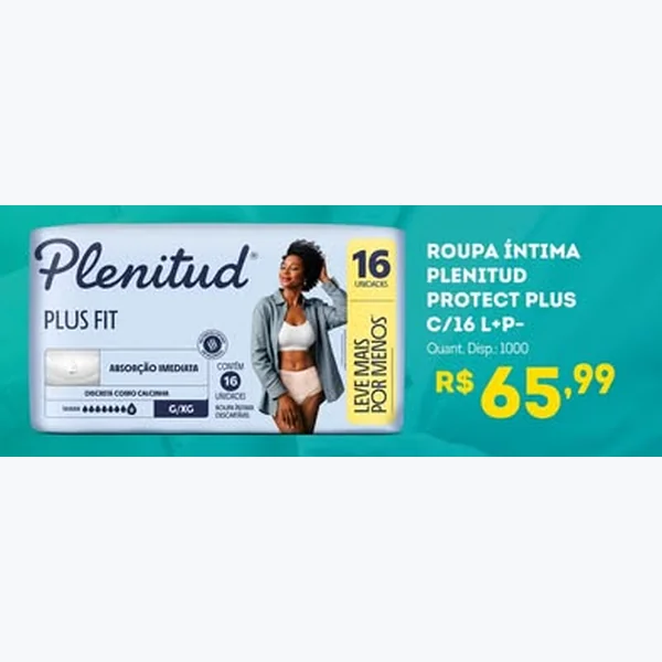 Recorte do encarte de Roupa Íntima Protect Plus Plenitud 16 un