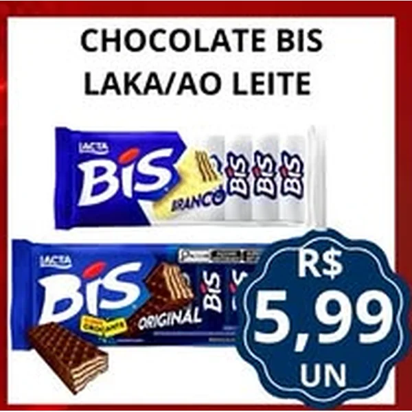 Recorte do encarte de Chocolate Bis ao Leite Lacta