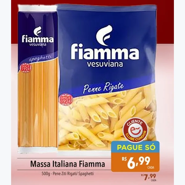 Recorte do encarte de Massa Italiana Fiamma 500 g