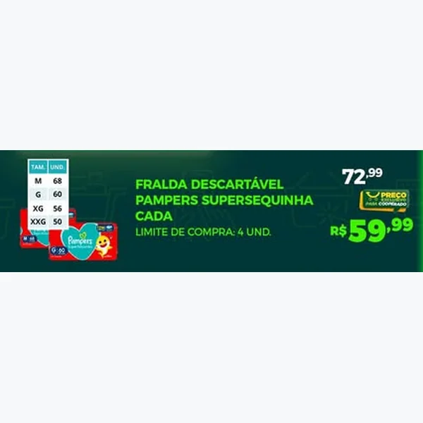 Recorte do encarte de Fralda Descartável Supersequinha Pampers