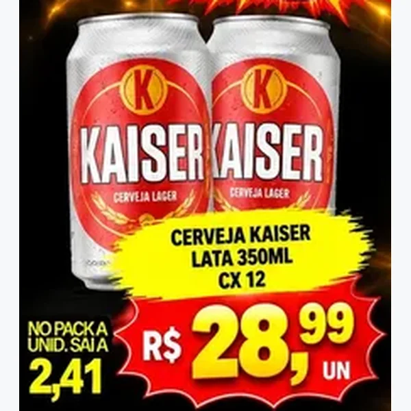 Recorte do encarte de Cerveja Lager Kaiser 12 un × 350 ml