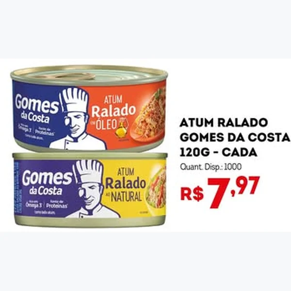 Recorte do encarte de Atum Ralado em Óleo Gomes da Costa 120 g