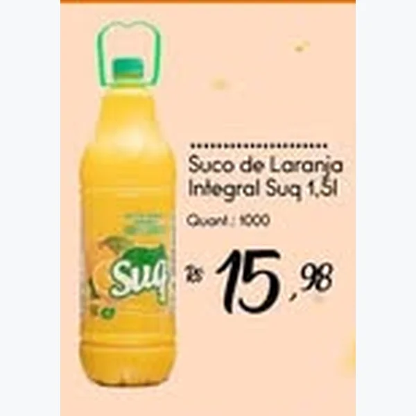 Recorte do encarte de Suco de Laranja Integral Suq 1,5 L