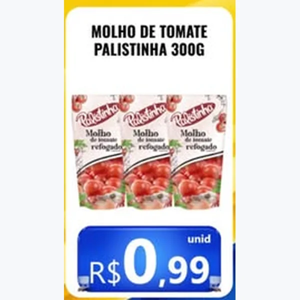 Recorte do encarte de Molho de Tomate Refogado Palistinha 300 g