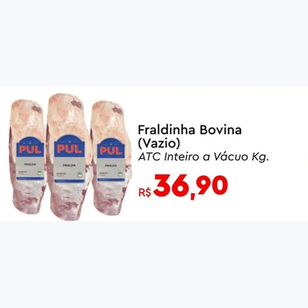 Recorte do encarte de Fraldinha Bovina (vazio) Atc Inteiro a Vácuo
