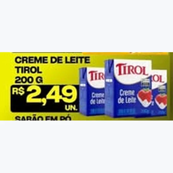 Recorte do encarte de Creme de Leite Tirol 200 g