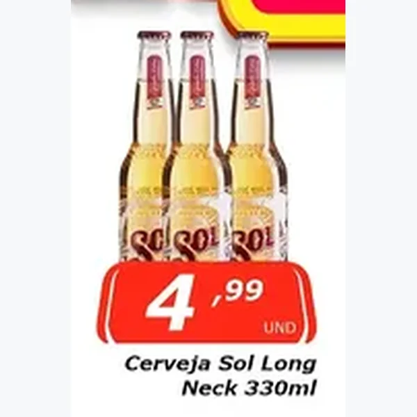 Recorte do encarte de Cerveja Long Neck Sol 330 ml