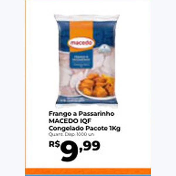 Recorte do encarte de Frango a Passarinho Congelado MACEDO 1 kg
