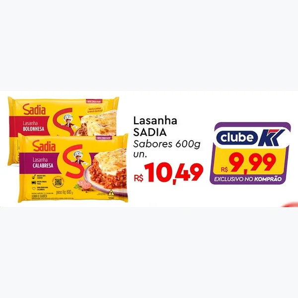 Recorte do encarte de Lasanha Sadia 600 g