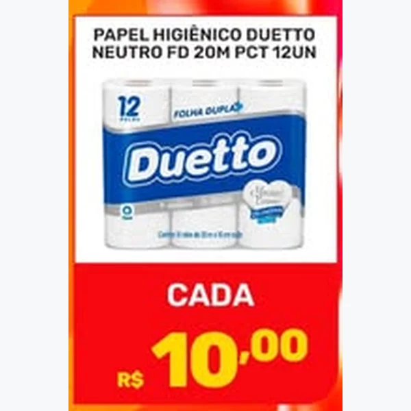 Recorte do encarte de Papel Higiênico Neutro Duetto 12 un × 20 un