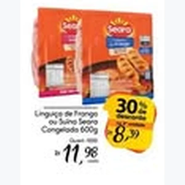 Recorte do encarte de Linguiça de Frango Ou Suína Seara Congelada 600 g