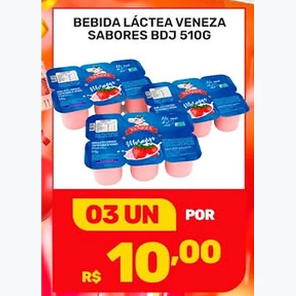 Recorte do encarte de Bebida Láctea Sabores Veneza 510 g