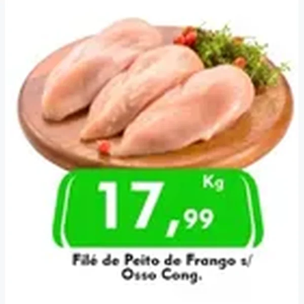 Recorte do encarte de Filé de Peito de Frango S/ Osso Congelado