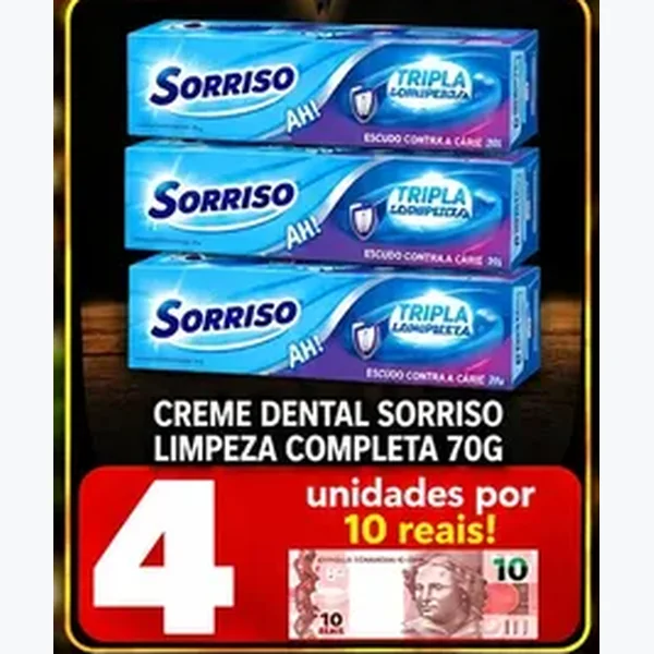 Recorte do encarte de Creme Dental Limpeza Completa Sorriso 70 g