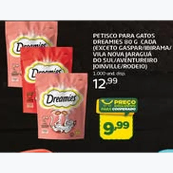 Recorte do encarte de Petisco para Gatos Dreamies