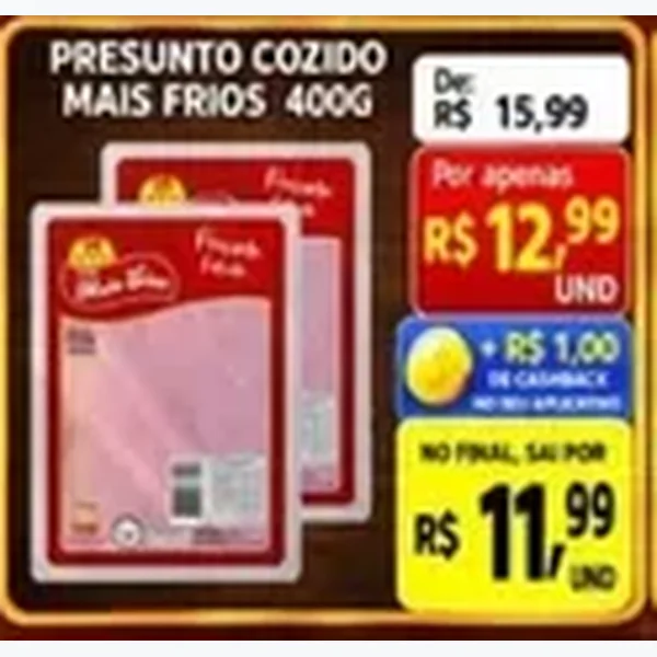 Recorte do encarte de Presunto Cozido Mais Frios
