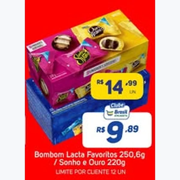 Recorte do encarte de Bombom Sonho e Ouro Lacta 220 g