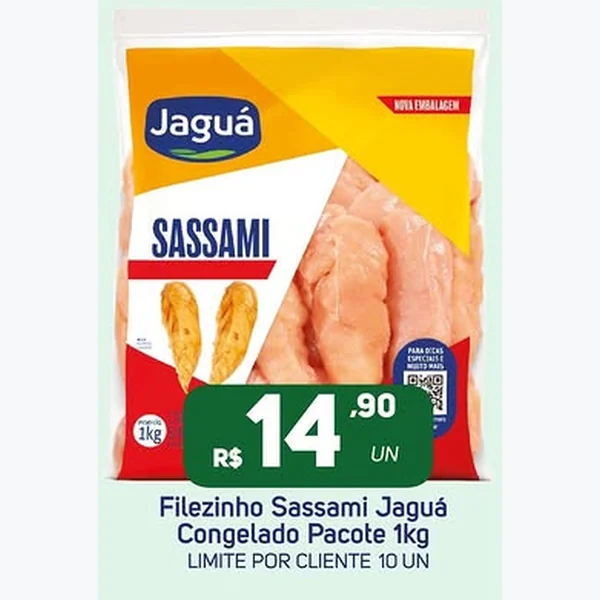 Recorte do encarte de Filezinho Sassami Congelado Jaguá 1 kg