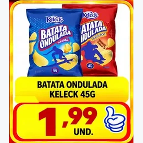Recorte do encarte de Batata Ondulada Keleck 45 g