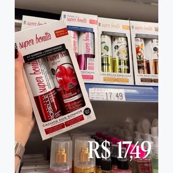 Recorte do encarte de Kit Shampoo e Condicionador Cachos dos Sonhos Probelle 2 un × 250 ml