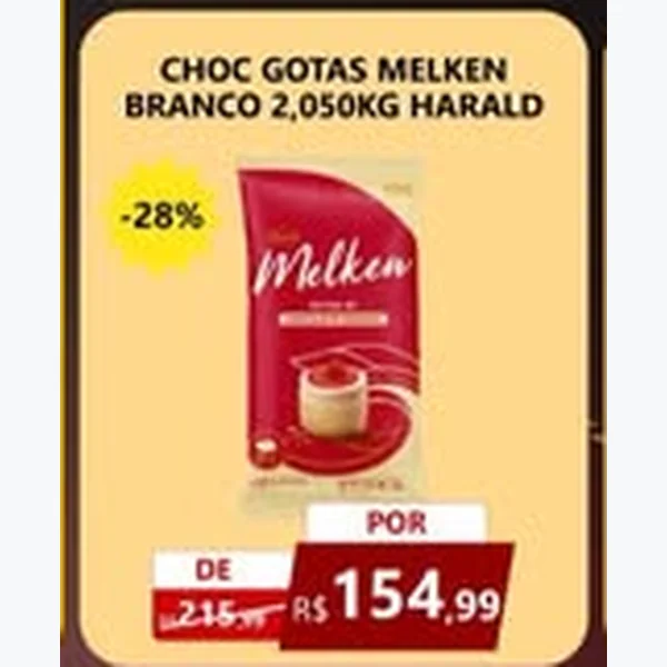 Recorte do encarte de Choc Gotas Branco Melken Harald 2,05 kg