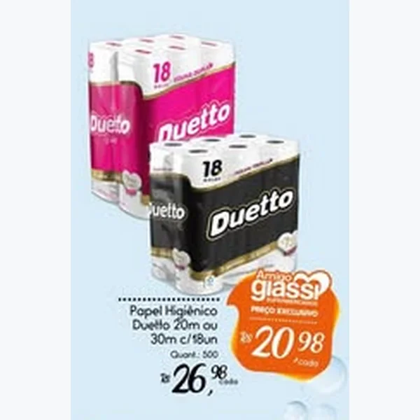 Papel Higiênico Duetto 18 un × 30 un
