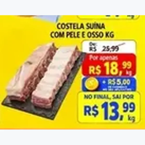 Recorte do encarte de Costela com Pele e Osso Suína