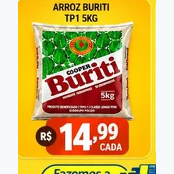 Recorte do encarte de Arroz Tp1 Buriti 5 kg
