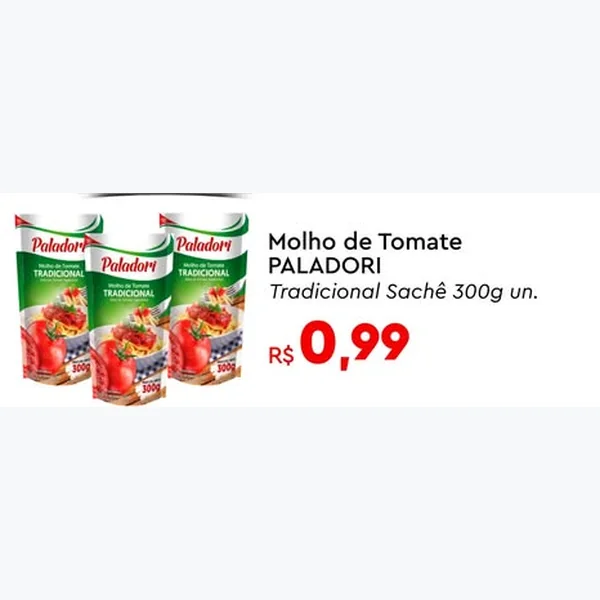 Recorte do encarte de Molho de Tomate Tradicional PALADORI 300 g
