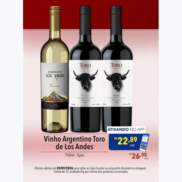 Recorte do encarte de Vinho Toro de Los Andes 750 ml