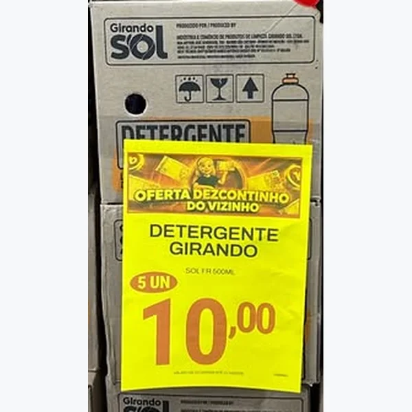 Recorte do encarte de Detergente Lava Louças Girando Sol 500 ml
