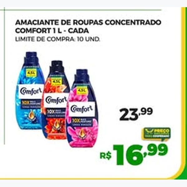 Recorte do encarte de Amaciante de Roupas Concentrado Comfort 1 L
