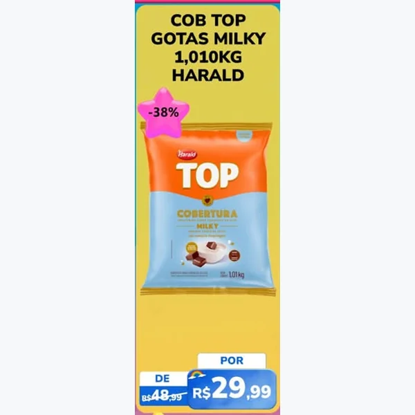 Recorte do encarte de Cobertura Gotas Milky Harald 1,01 kg