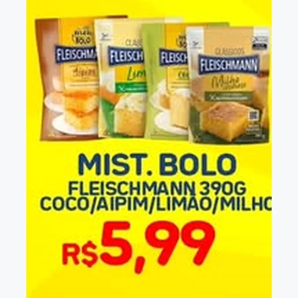 Recorte do encarte de Mistura para Bolo Milho Fleischmann 390 g