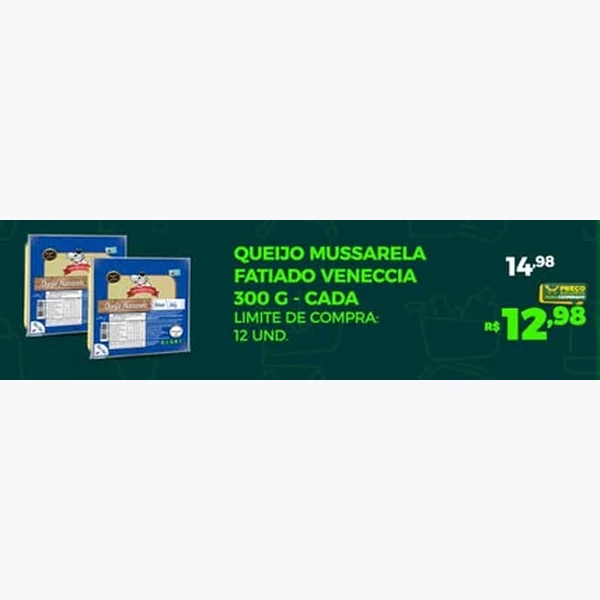 Queijo Mussarela Fatiado Veneccia 300 g