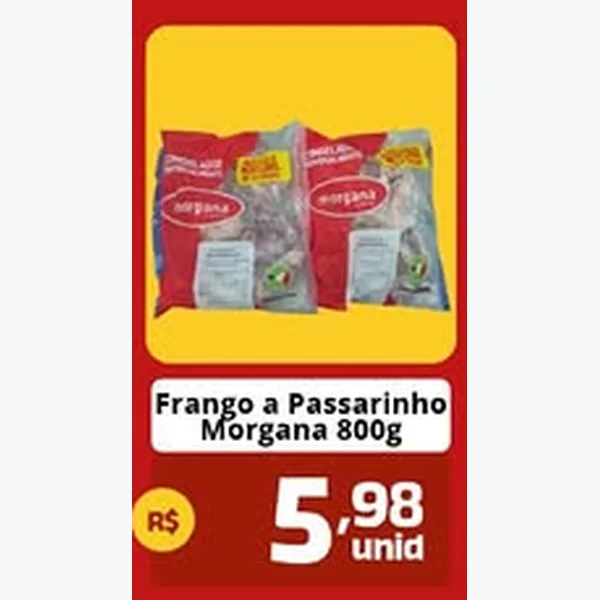 Recorte do encarte de Frango a Passarinho Morgana 800 g