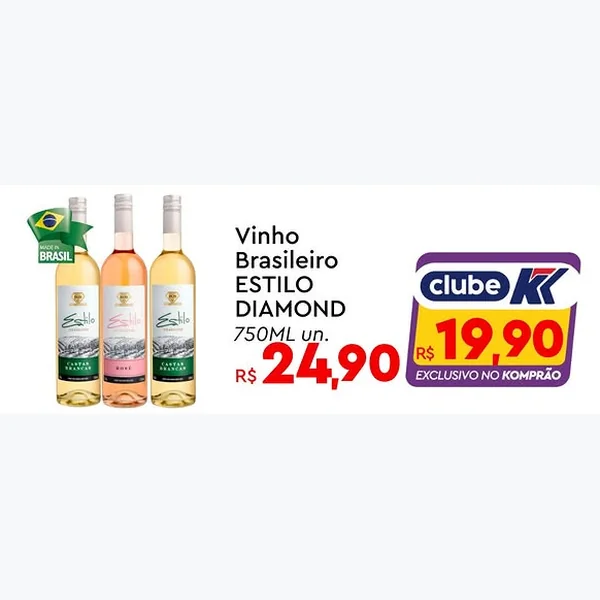 Recorte do encarte de Vinho Brasileiro Diamond Estilo 750 ml