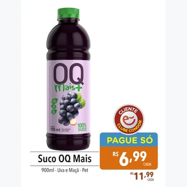 Suco de Uva e Maçã OQ Mais 900 ml