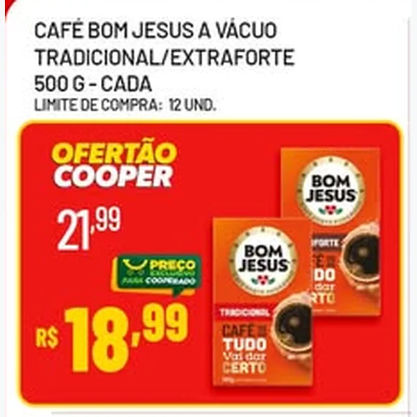 Recorte do encarte de Café a Vácuo Tradicional Bom Jesus 500 g