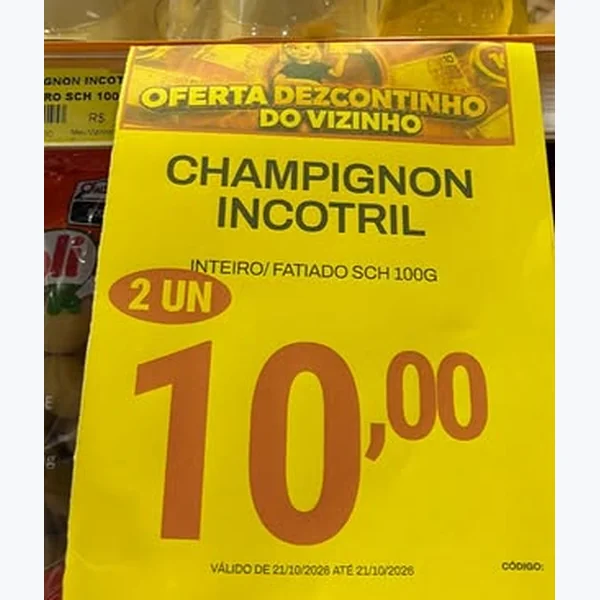 Recorte do encarte de Champignon Fatiado Incotril 100 g