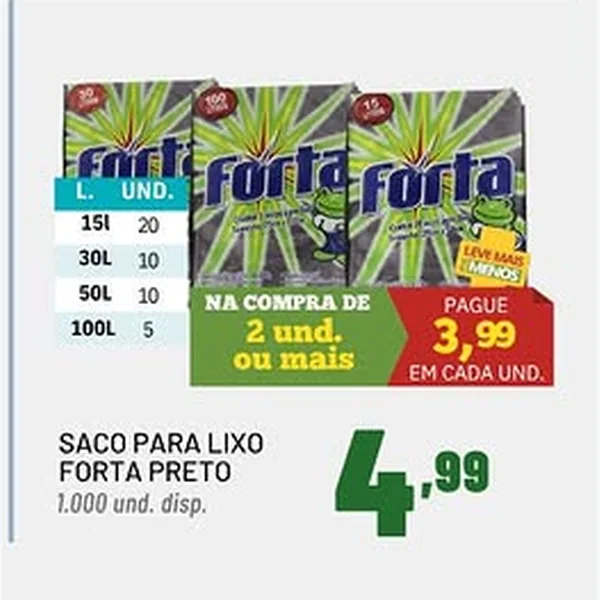Saco para Lixo Preto Forta
