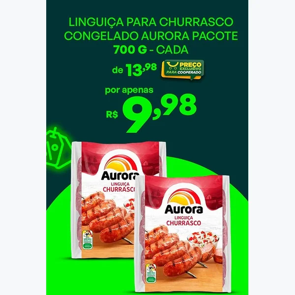 Recorte do encarte de Linguiça para Churrasco Congelado Aurora 700 g