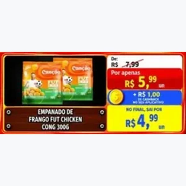 Recorte do encarte de Empanado de Frango Fut Chicken Canção 300 g